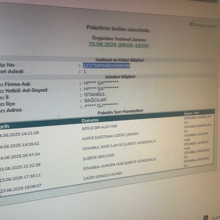 UPS Bağcılar Şubesi Kargo Teslimatında Büyük Sorumsuzluk