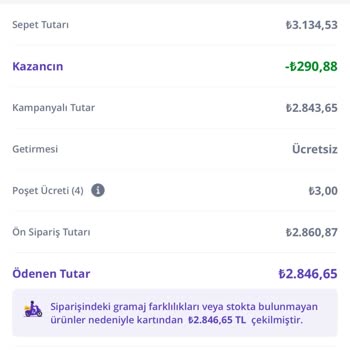 Getir Büyük Siparişimde Eksik Ürün ve Yetersiz Müşteri Hizmeti