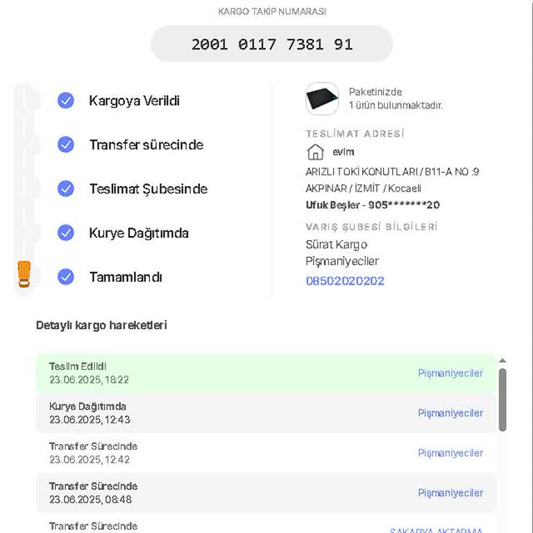 Kargom Kayboldu, Sürat Kargo'dan Destek Alamıyorum
