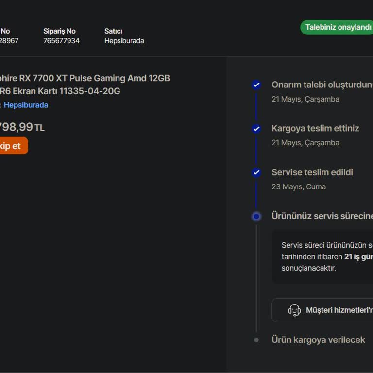 Hepsiburada Garantili Ekran Kartı Serviste Bekletiliyor, Müşteri Bilgilendirilmiyor