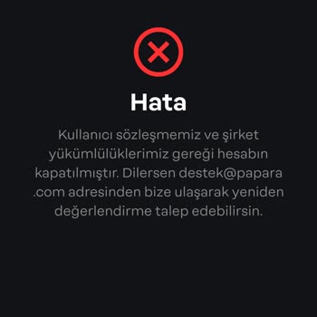 Papara Hesabım Gerekçesiz Kapatıldı, Fonlarım İade Edilmiyor Ve Şeffaf Bilgilendirme Yapılmıyor