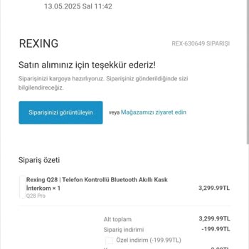Rexing Yanlış Ürün ve İlgisiz Müşteri Hizmetleri Mağduriyeti