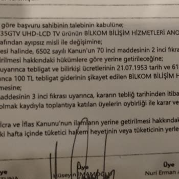 TCL TV Arızası Sonrası Bilkom Tüketici Hakemi Kararını Uygulamıyor
