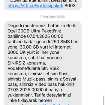 Vodafone Red'li Fırsat 30GB Ultra Paketinde Sınırsız Sosyal Medya Haklarım Kısıtlandı