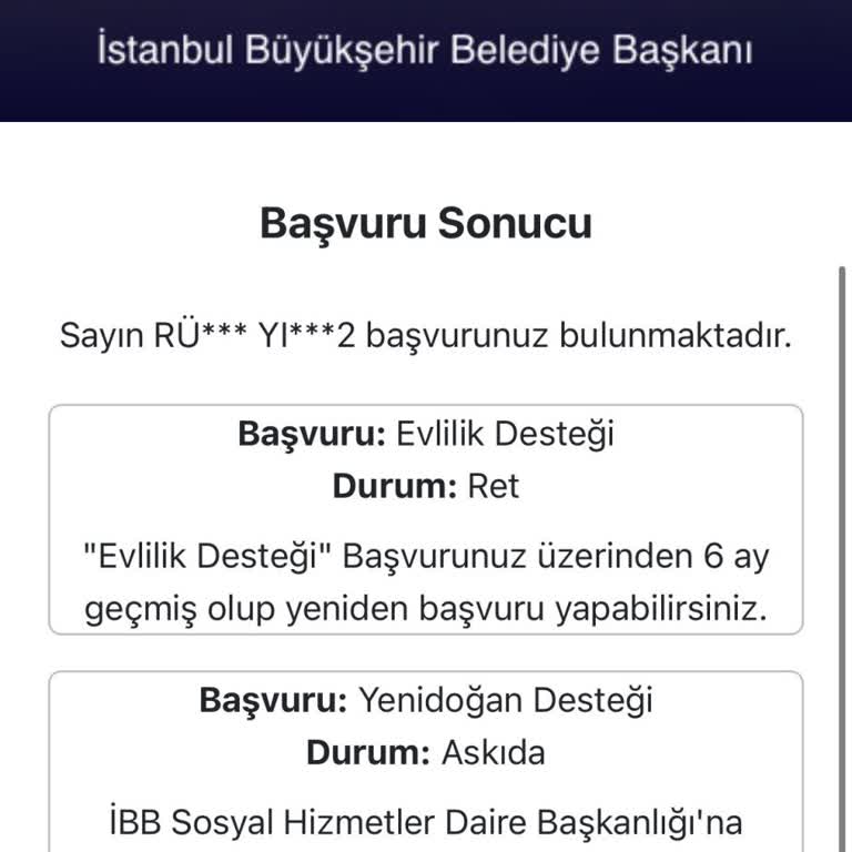 İstanbul Büyükşehir Belediyesi Yeni Doğan Destek Paketi Başvurum Askıya Alındı, Mağduriyet Yaşıyorum
