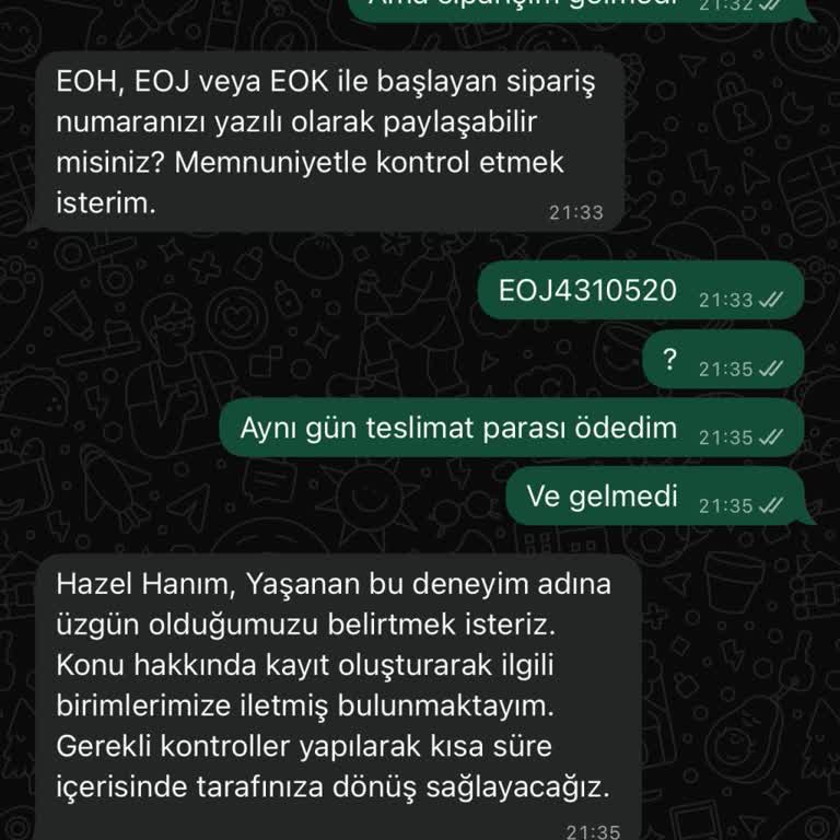 Aynı Gün Teslimat Ücreti Alındı, Siparişim Ulaşmadı!