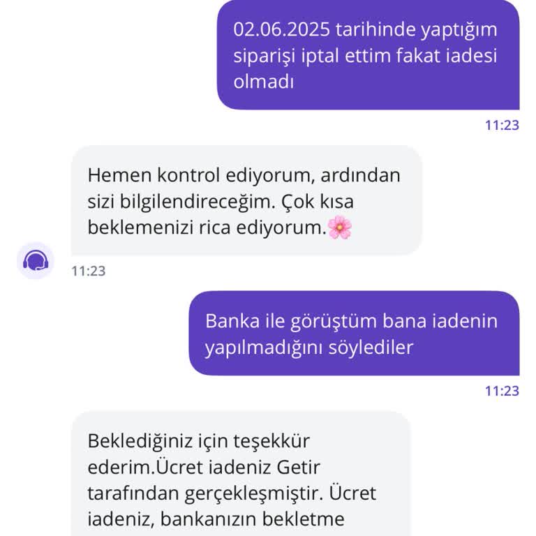 Getir'den İptal Edilen Siparişin Ücreti İade Edilmedi