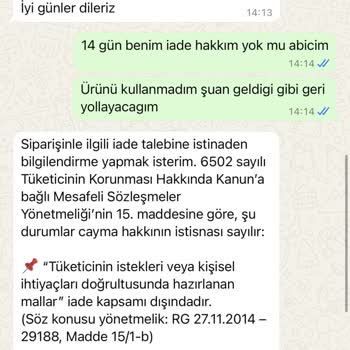 Açılmamış Ürünümün İadesi Keyfi Gerekçeyle Reddedildi