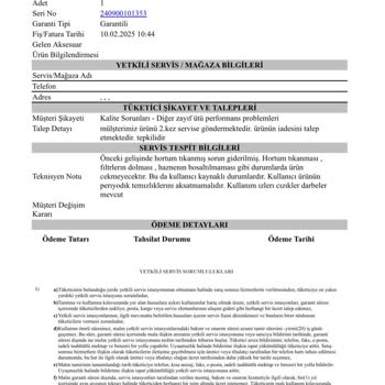 Servis Raporlarıyla Çözülemeyen Süpürge Çekim Sorunu Mağduriyeti