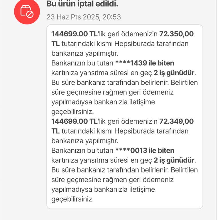 İptal Edilen Siparişin İadesi Gerçekleşmedi, Banka Ve Hepsiburada Çözüm Sunmuyor