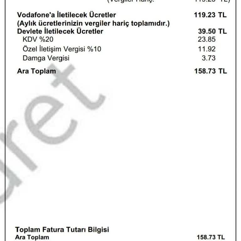 Tarife Fiyatı Dışında Yüksek Fatura Ve Yetersiz Müşteri Hizmetleri