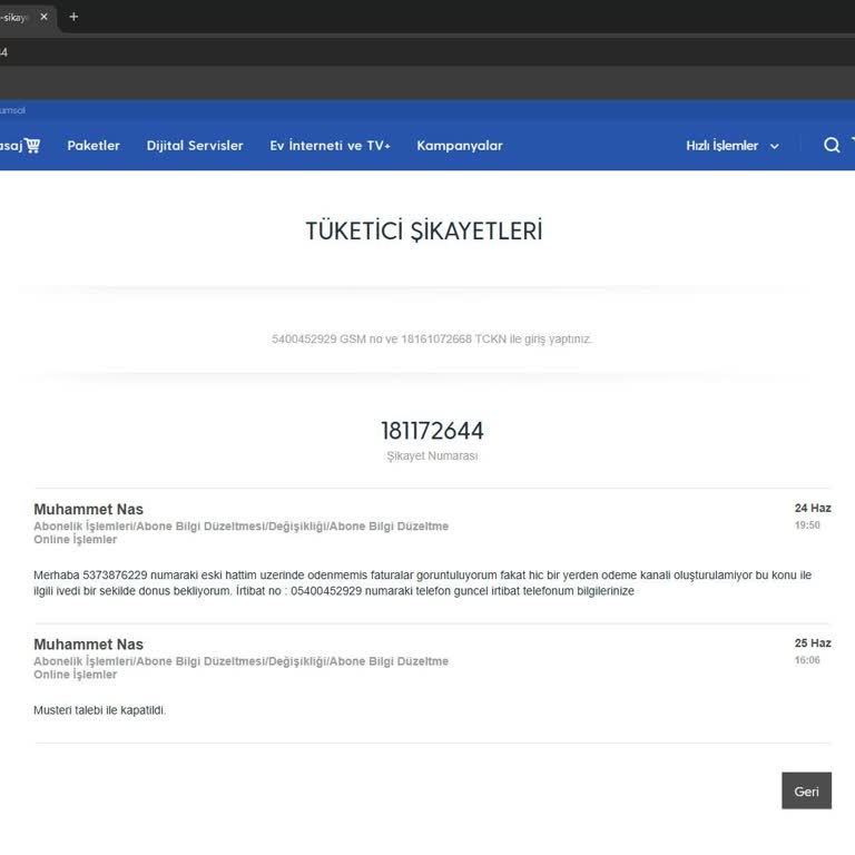 Geçmiş Dönem Borçları İçin Turkcell'den Yanıtsızlık Ve Mağduriyet