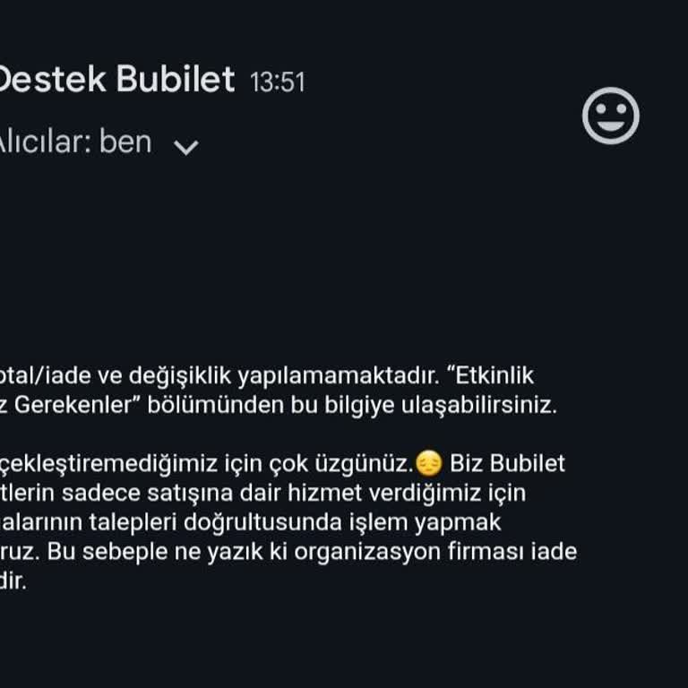 Sağlık Nedeniyle Katılamadığım Etkinlik İçin Bilet İadesi Talebim Reddedildi