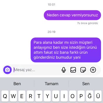 Sipariş Ettiğim Ürün Yerine Farklı Görsel Gönderildi Ve İletişim Kesildi