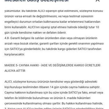 İade Kargo Bedeli Konusunda Sözleşme Tutarsızlığı