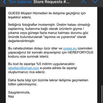 Yüksek Fiyatlı Guess Çantada Kısa Sürede Oluşan Buruşmalar Ve Yetersiz Çözüm