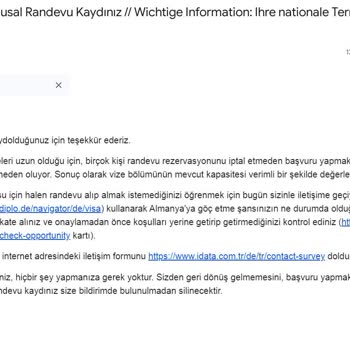 İdata Üzerinden Almanya Vize Randevusu Alınamaması Ve Şeffaflık Sorunları