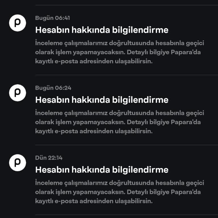 Papara Hesabım 21 Gündür Haksız Yere Kullanıma Kapalı