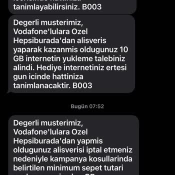 Kazandığım Hediye İnternet Yanlış Gerekçeyle Yüklenmedi, Müşteri Hizmetleri Yardımcı Olmadı