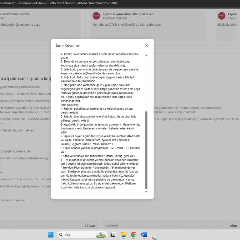 Trendyolda 15 Gün İade Hakkı Verilmedi Mağdur Edildim