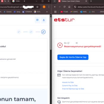 ETS Tur Web Sitesinde Oda Rezervasyonunda Yaşanan Sorun Ve İptal Edilememe Problemi