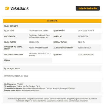 Yanlış Kişiye Yapılan EFT İadesi Talebi