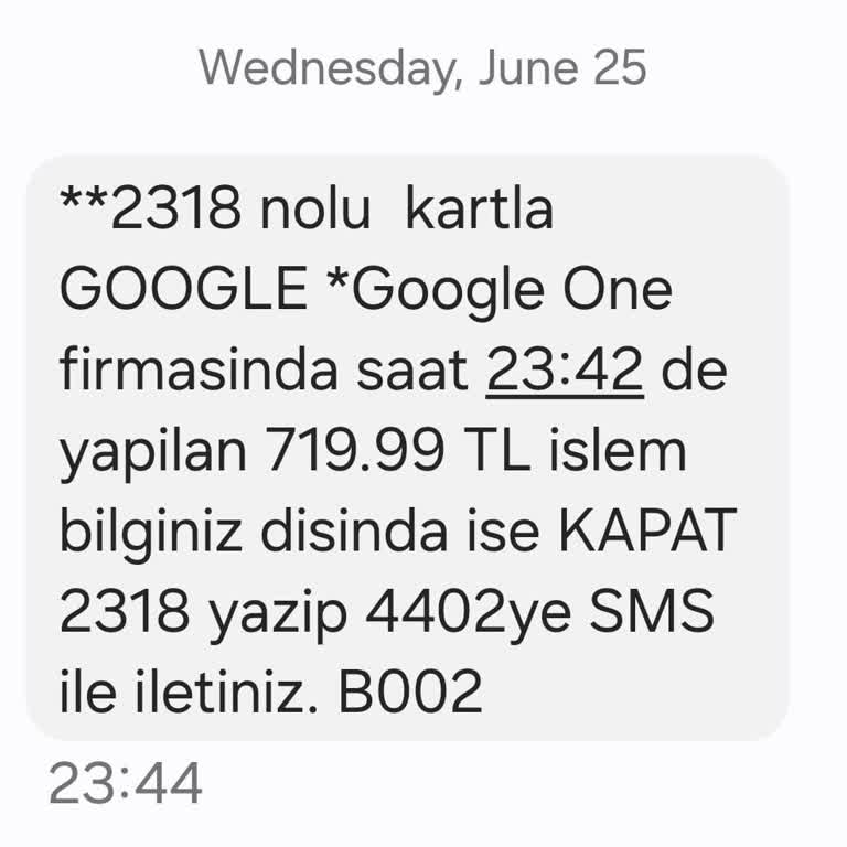 Google One Tarafından İzinsiz Para Çekimi Ve İade Talebi