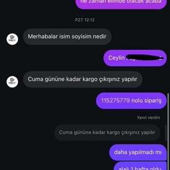 Siparişim 10 Gündür Kargoya Verilmedi, Mağduriyetim Giderilsin