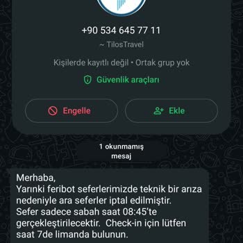 Feribot Saatinin Son Anda İptaliyle Tüm Planlarım Altüst Oldu