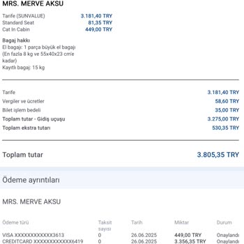 Kedi Bileti İçin Fazla Ücret Alındı, İade Talep Ediyorum