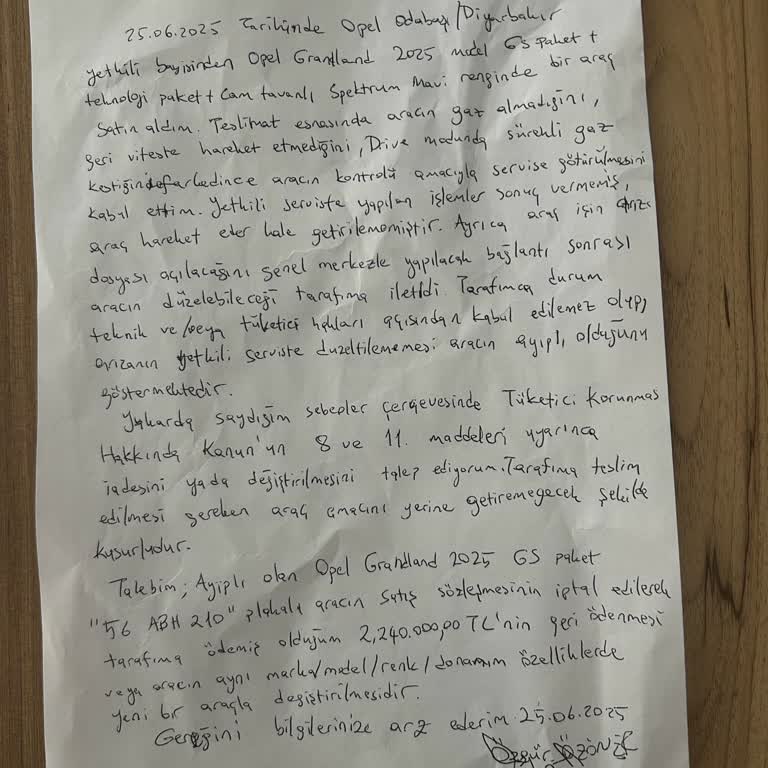 Sıfır Araç Tesliminde Şanzıman Arızası Ve Yetersiz Müşteri Hizmeti
