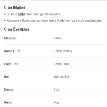 Ich habe bei H&M zwei Hosen bestellt Stoff ist nicht wie beschrieben