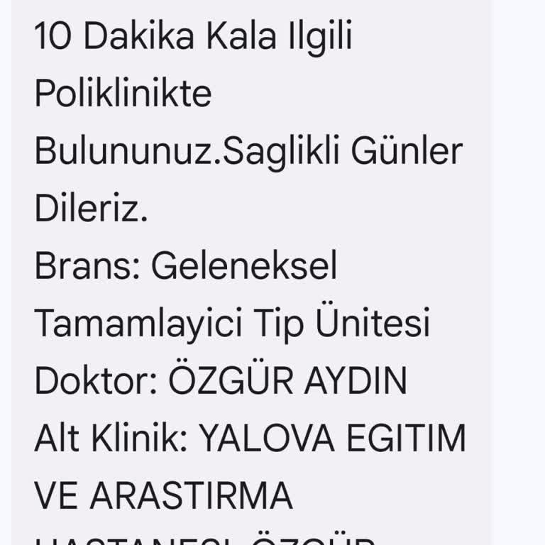 MHRS Üzerinden Alınan Hacamat Randevusunda Hizmet Verilmemesi Nedeniyle Mağduriyet