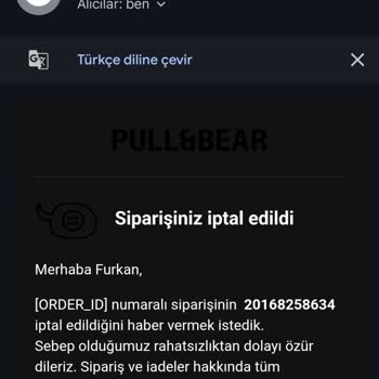 Ich bestellte eine STWD Baumwolljacke L bei Pull & Bear, Bestellung storniert ohne klare Erklärung