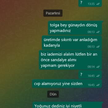 Sipariş Verilen Çalışma Koltukları Teslim Edilmedi, İletişim Kurulamıyor Ve Para İadesi Yapılmıyor