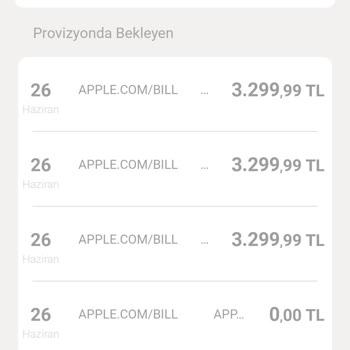 Apple/Bill Ve Banka Üzerinden Bilgim Dışında Yapılan Para Çekimi Mağduriyeti