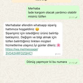 Sipariş Sonrası Müşteri Hizmetlerinden Hiçbir Şekilde Geri Dönüş Alamadım