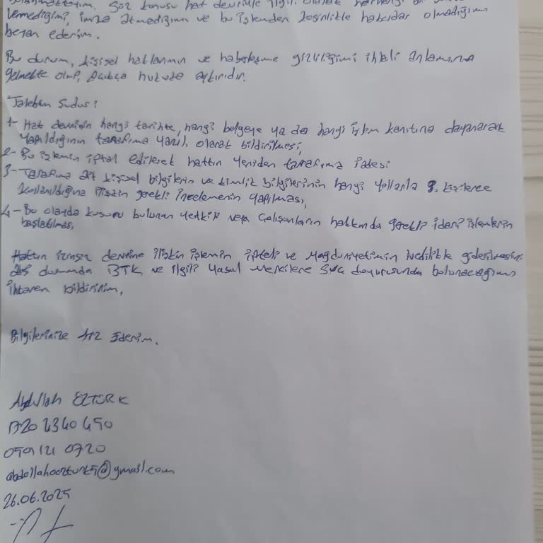 Haberim Olmadan Hattım Başkasına Devredilmiş Kişisel Bilgilerim Tehlikede