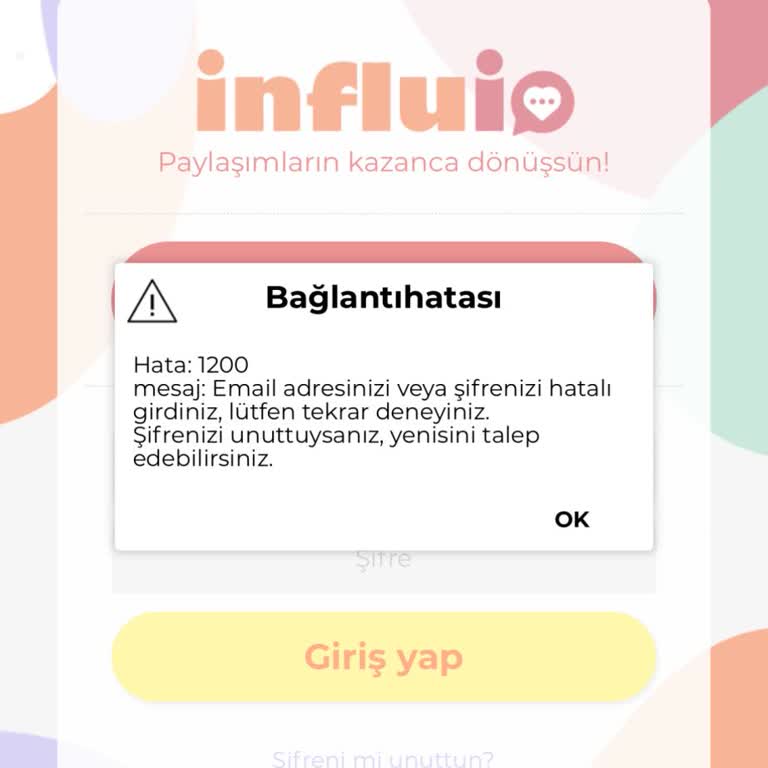Influio Uygulamasında Onay Ve İletişim Sorunu Yaşıyorum