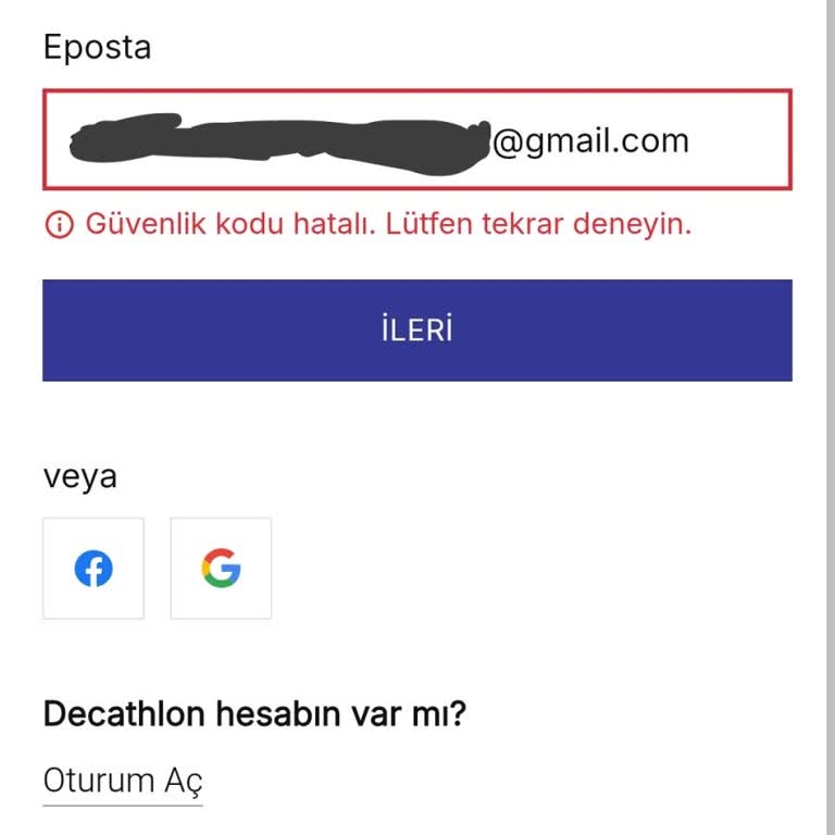 Decathlon Üyelikte Teknik Hata: Hesap Açılmıyor