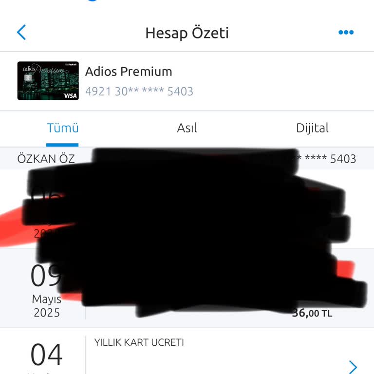 Adios Premium Kart Aidatının İadesini İstiyorum