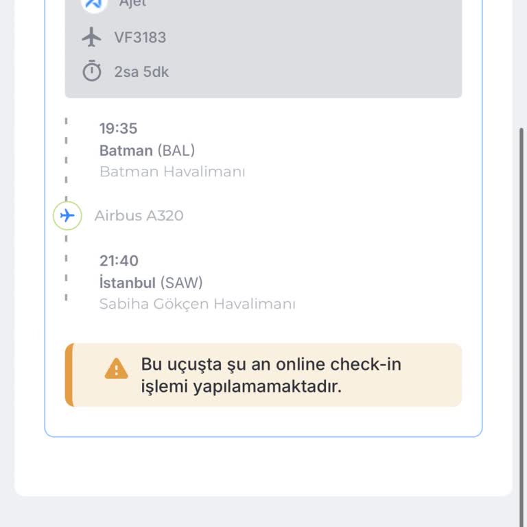 Online Check-in Yapılamıyor, Yardım Talep Ediyorum