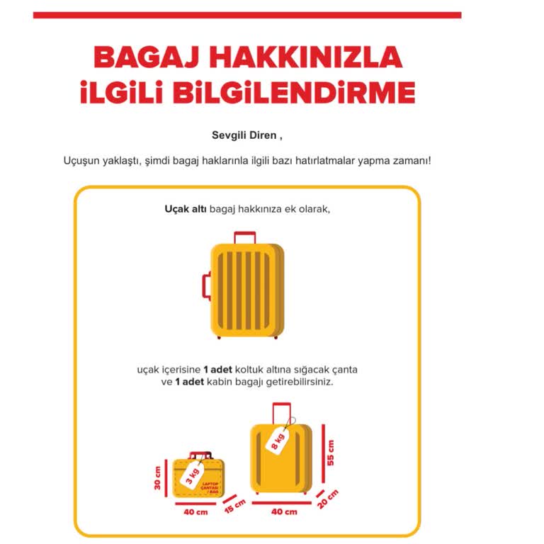 Bagaj Hakkım Varken İkinci Kez Ücret Alındı