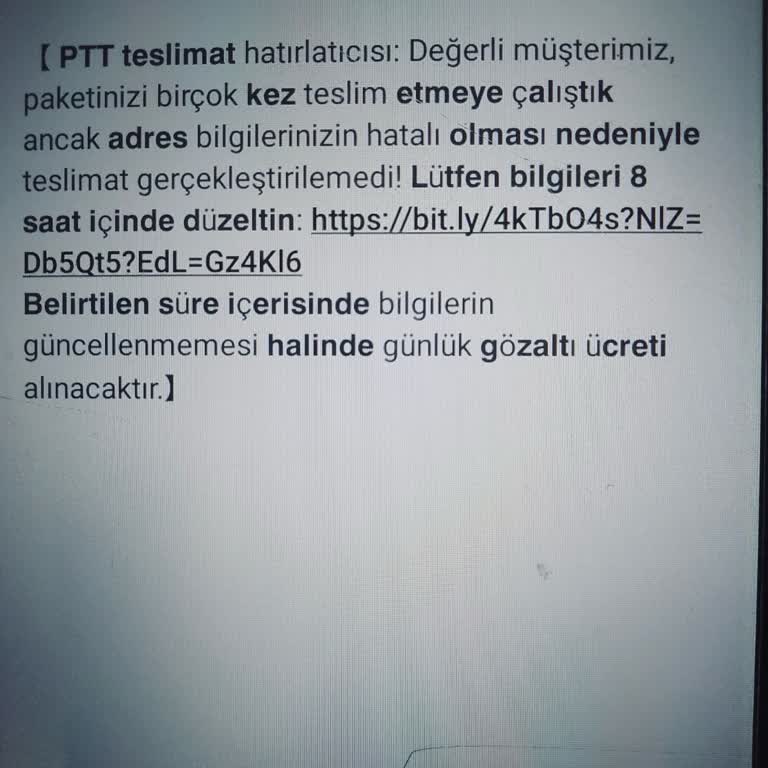 Kişisel Bilgilerim İzinsiz Paylaşılarak Adıma Sahte PTT Kargo Mesajları Gönderiliyor
