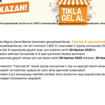 Migros'tan Hak Edilen İndirim Çekinin Sonradan Eklenen Mobil Şartı Nedeniyle Kullanılamaması