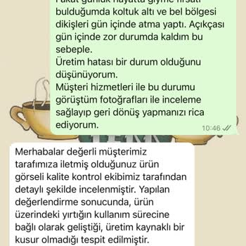 Yeni Alınan Kıyafetin İlk Saatte Sökülmesi Ve Firma İlgisizliği