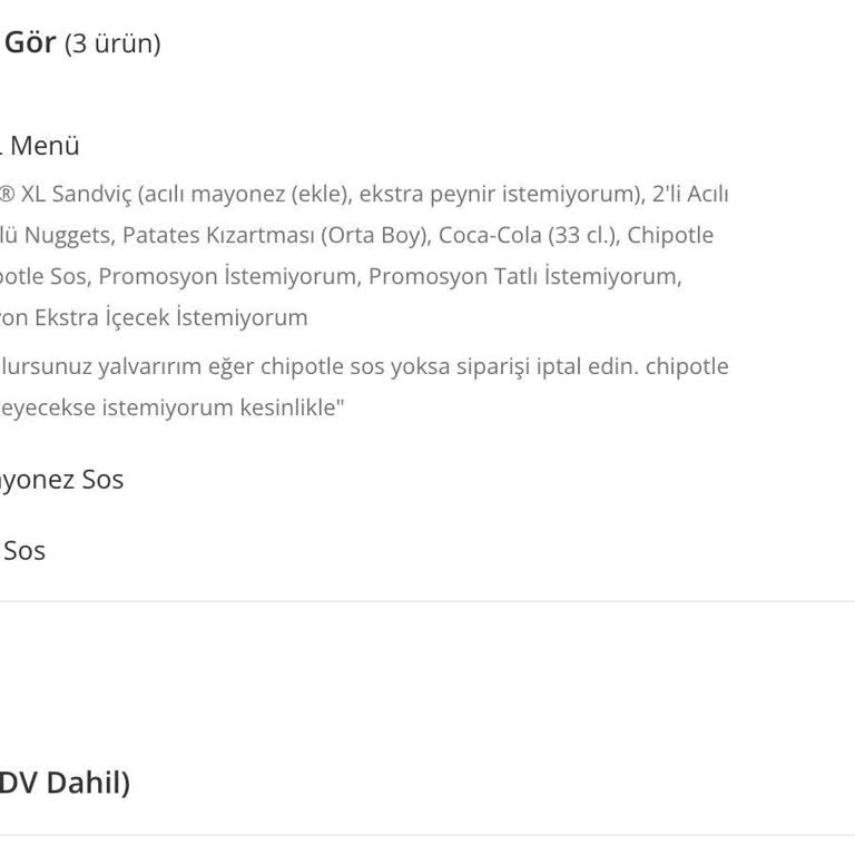 Chipotle Sosu Sürekli Eksik Ve Taleplerim Dikkate Alınmıyor!