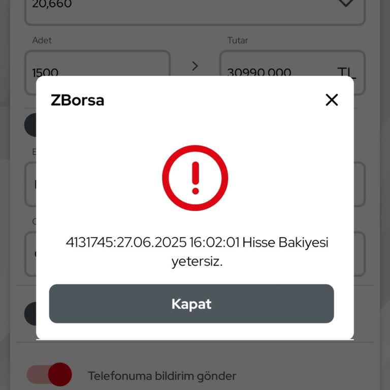 Hisse Satışı ve Bakiye Sorunu Hakkında Şikayet