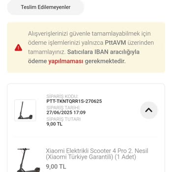 Epttavm Stokta Olan Scooter Siparişim Sebepsiz İptal Edildi