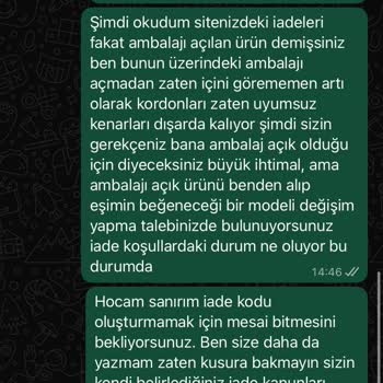 Ürün Değişimi Ve Kalite Sorunu Yaşadım